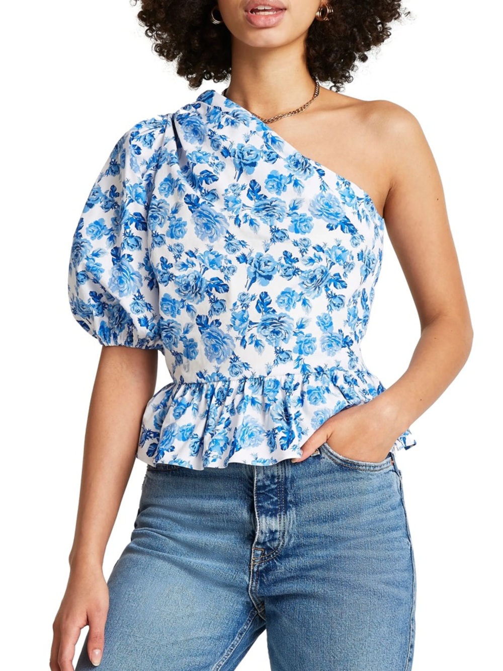 NWT River Island Miley One-Shoulder Peplum
Top, 6